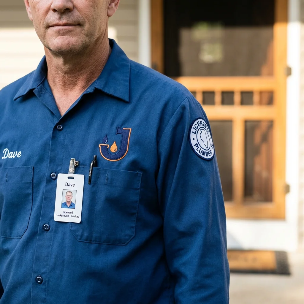 Licensed plumber showing ID badge in Rising Sun, IN