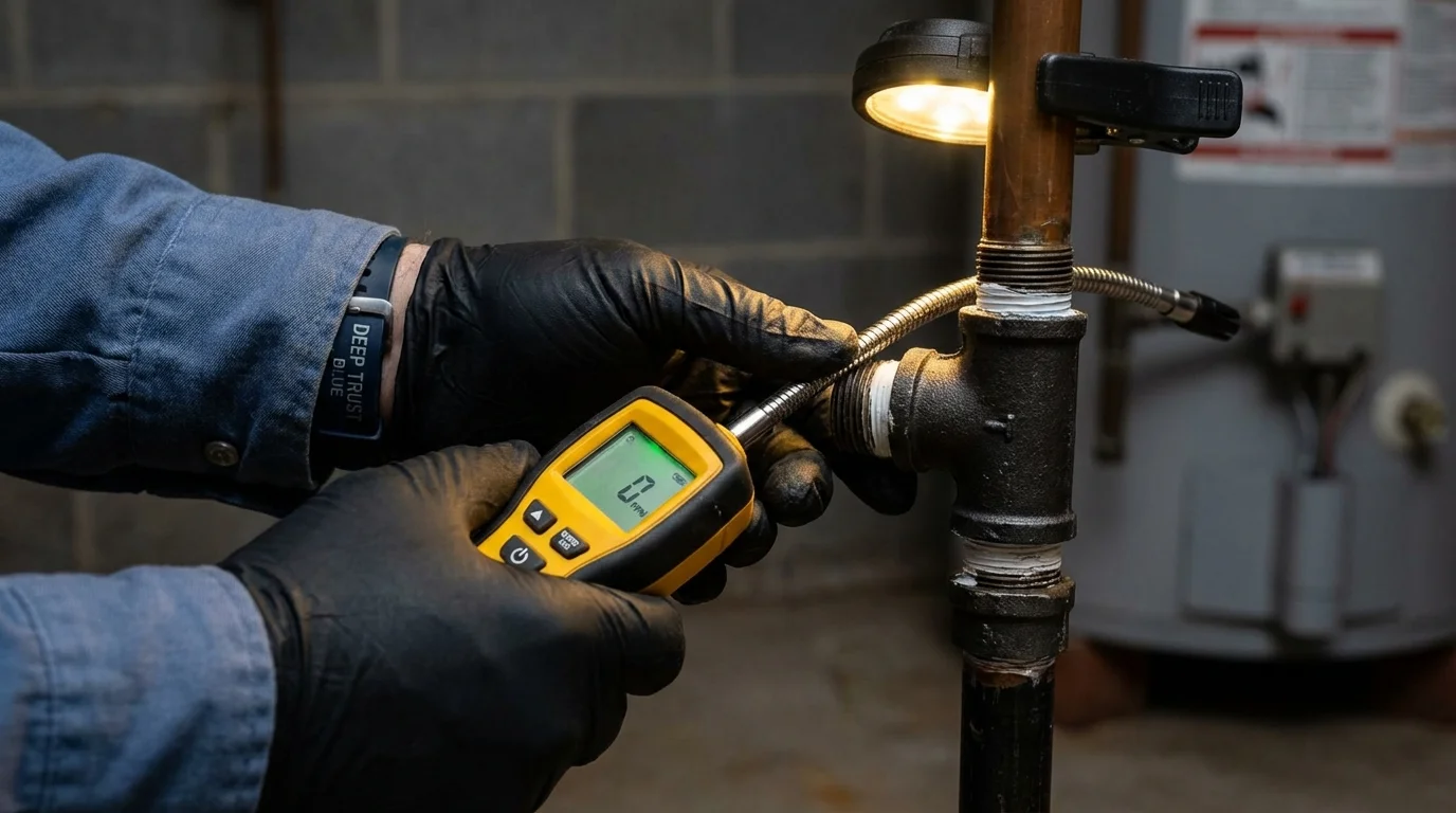 Gas leak detection with electronic sniffer by Johns Plumbing LLC in Rising Sun