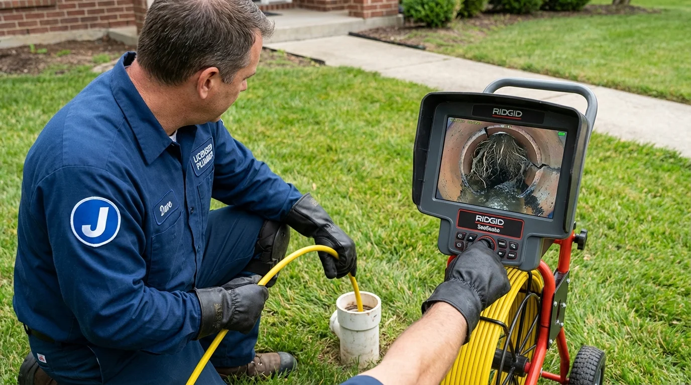 Sewer camera inspection being performed by Johns Plumbing LLC in Rising Sun