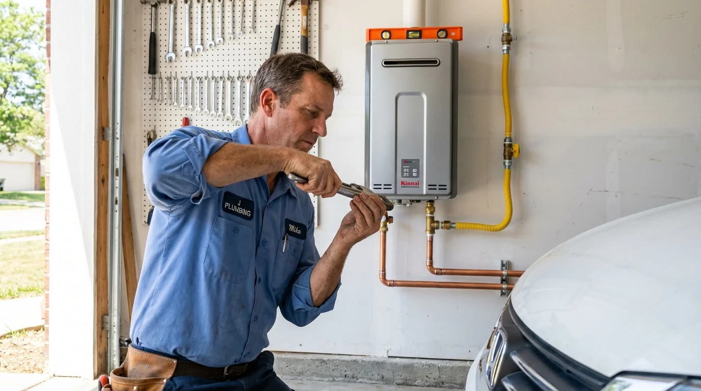 Tankless water heater installation by a Johns Plumbing LLC plumber in Rising Sun